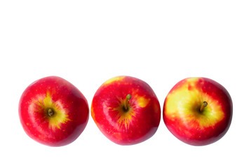 Top view fresh red apple isolated on white background.