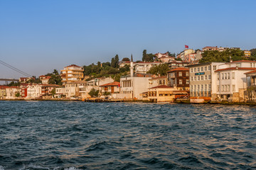 Fototapeta na wymiar Ottoman era villas and low-rise buildings on the Asian coastline of the Bosphorus Strait, Istanbul