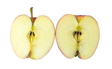 Top view fresh red apple isolated on white background.