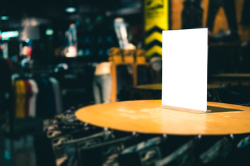 Empty label stand template on shelve in clothing store or store front for sale promotion and discount information.Sale Banner template mockup.