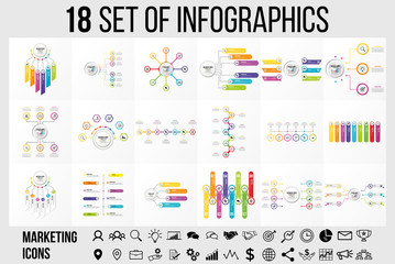 Vector Infographics Elements Template Design . Business Data Visualization Timeline with Marketing Icons most useful can be used for presentation, diagrams, annual reports, workflow layout