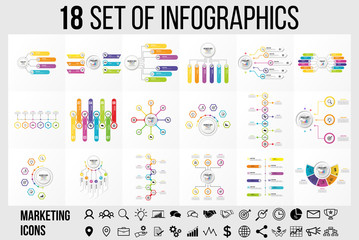 Naklejka premium Vector Infographics Elements Template Design . Business Data Visualization Timeline with Marketing Icons most useful can be used for presentation, diagrams, annual reports, workflow layout