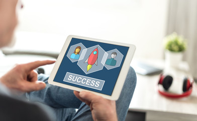 Business success concept on a tablet