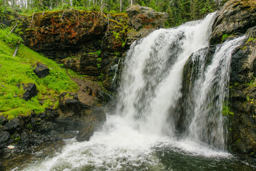 Moose Falls in Yellowstone National Park in Wyoming, United States