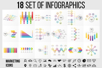 Vector Infographics Elements Template Design . Business Data Visualization Timeline with Marketing Icons most useful can be used for presentation, diagrams, annual reports, workflow layout