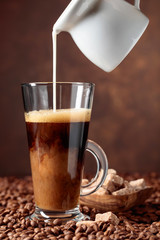  Coffee latte and brown sugar.