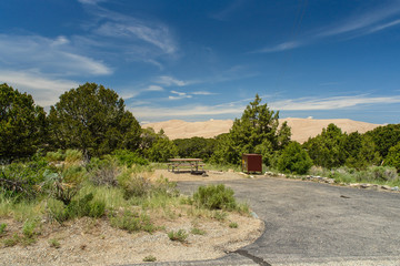 Fototapeta na wymiar Pinyon Flats Campground in Great Sand Dunes National Park in Colorado, United States