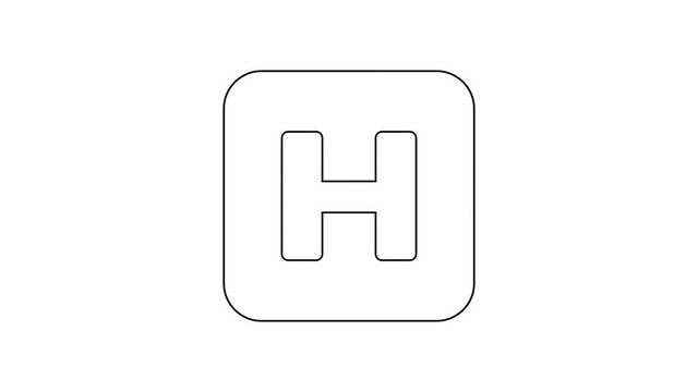 Grey Hospital sign line icon on white background. 4K Video motion graphic animation