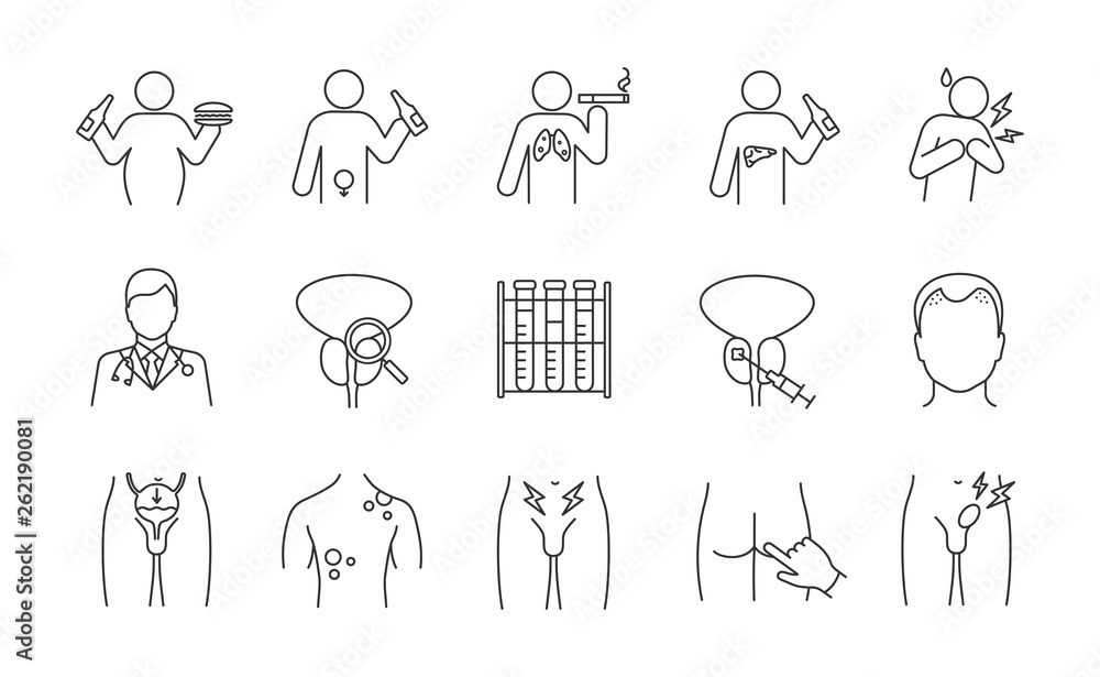 Sticker Men’s healthlinear icons set