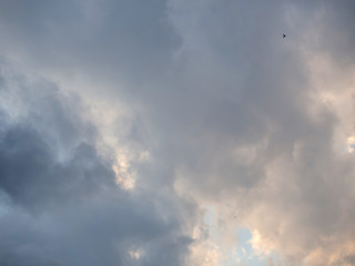 Beautiful, cumulus clouds in the blue sky
