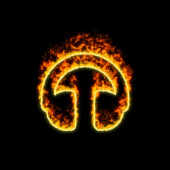 The symbol headphones burns in red fire