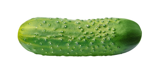 Isolated cucumber. One green cucumber isolated over white background with clipping path.
