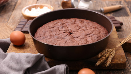 homemade chocolate pie and ingredient