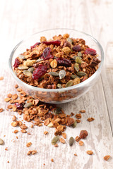 granola with cereal, nut and berry fruit