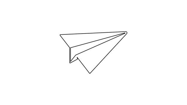 Grey Paper plane line icon on white background. Paper airplane icon. Aircraft sign. 4K Video motion graphic animation