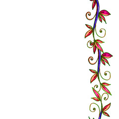 Painted markers composition of flowers in delicate colors. Frame, border, background. Greeting card. Valentine's Day, Mother's Day, wedding, birthday.Cute hand painted flower frame.