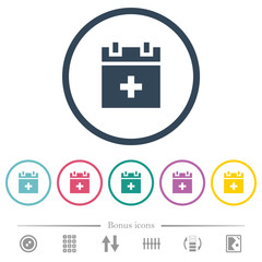 Add new schedule item flat color icons in round outlines