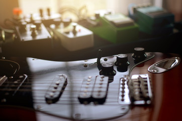  Electric guitar macro abstract,  Pedals Stomp Box