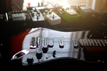  Electric guitar macro abstract,  Pedals Stomp Box
