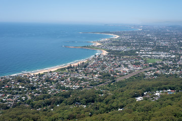 aerial photo of illawarra wollongong highway and cost line and port kembla wollongong