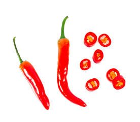 red chilli pepper isolated on white