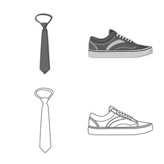 Vector illustration of man and clothing symbol. Collection of man and wear stock symbol for web.