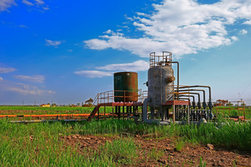 Fototapeta na wymiar Pipeline valves and industrial equipment