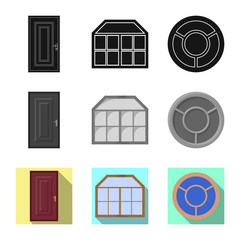 Vector illustration of door and front icon. Collection of door and wooden stock vector illustration.
