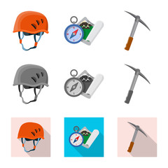 Vector design of mountaineering and peak logo. Collection of mountaineering and camp vector icon for stock.