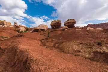 Twin Rocks in Capitol Reef National Park in Utah, United States