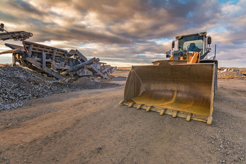 Machinery in a granite quarry or also a construction site
