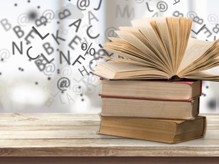 Stack of books isolated on  background.