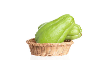 Fresh chayote fruits (Sechium edulis) isolated on white