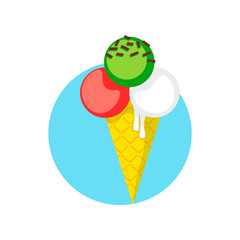 Ice cream cone vector icon isolated on white background. Simple flat stile. 10 EPS illustration.