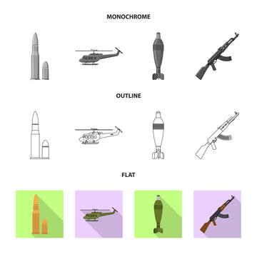 Isolated object of weapon and gun icon. Collection of weapon and army stock symbol for web.