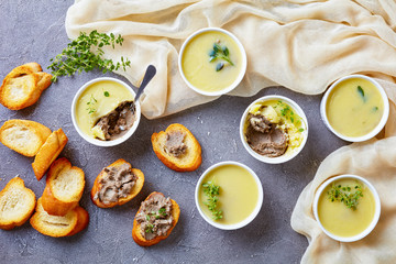 chicken liver pate with butter in ramekins