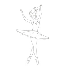 Girl ballerina. Simple outline.