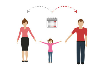 patchwork family time management concept child care divorced parents vector illustration EPS10