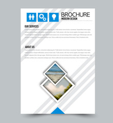 Fototapeta premium Flyer template. Brochure layout. Annual report cover or print out poster design. Blue color. Vector illustration.