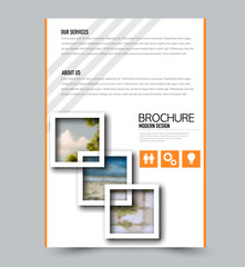 Flyer template. Brochure layout. Annual report cover or print out poster design. Orange color. Vector illustration.