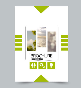 Flyer template. Brochure layout. Annual report cover or print out poster design. Green color. Vector illustration.
