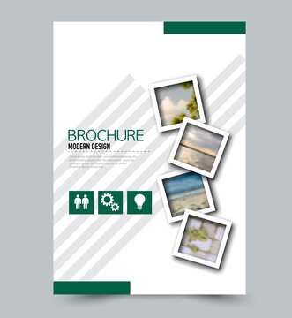 Flyer template. Brochure layout. Annual report cover or print out poster design. Green color. Vector illustration.
