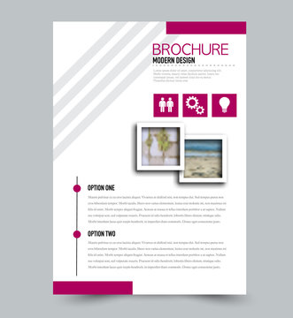 Flyer template. Brochure layout. Annual report cover or print out poster design. Pink color. Vector illustration.