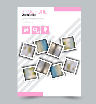 Flyer template. Brochure layout. Annual report cover or print out poster design. Pink color. Vector illustration.