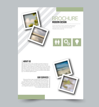 Flyer template. Brochure layout. Annual report cover or print out poster design. Green color. Vector illustration.