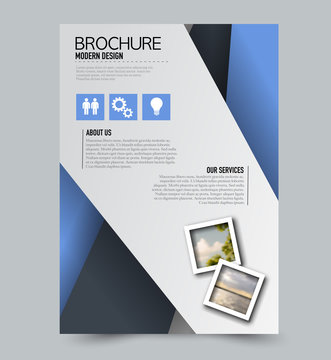 Flyer template. Brochure layout. Annual report cover or print out poster design. Blue color. Vector illustration.