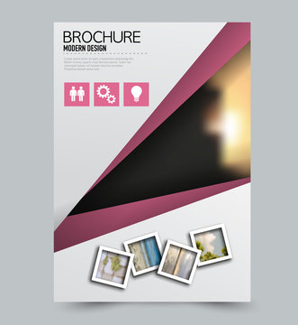 Flyer template. Brochure layout. Annual report cover or print out poster design. Pink color. Vector illustration.