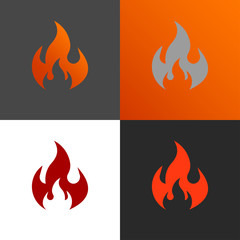Set of flame logo on a different background