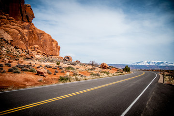 Scenic route through Arches National Park in Utah - travel photography