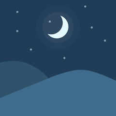 Icon of night hills under the moon